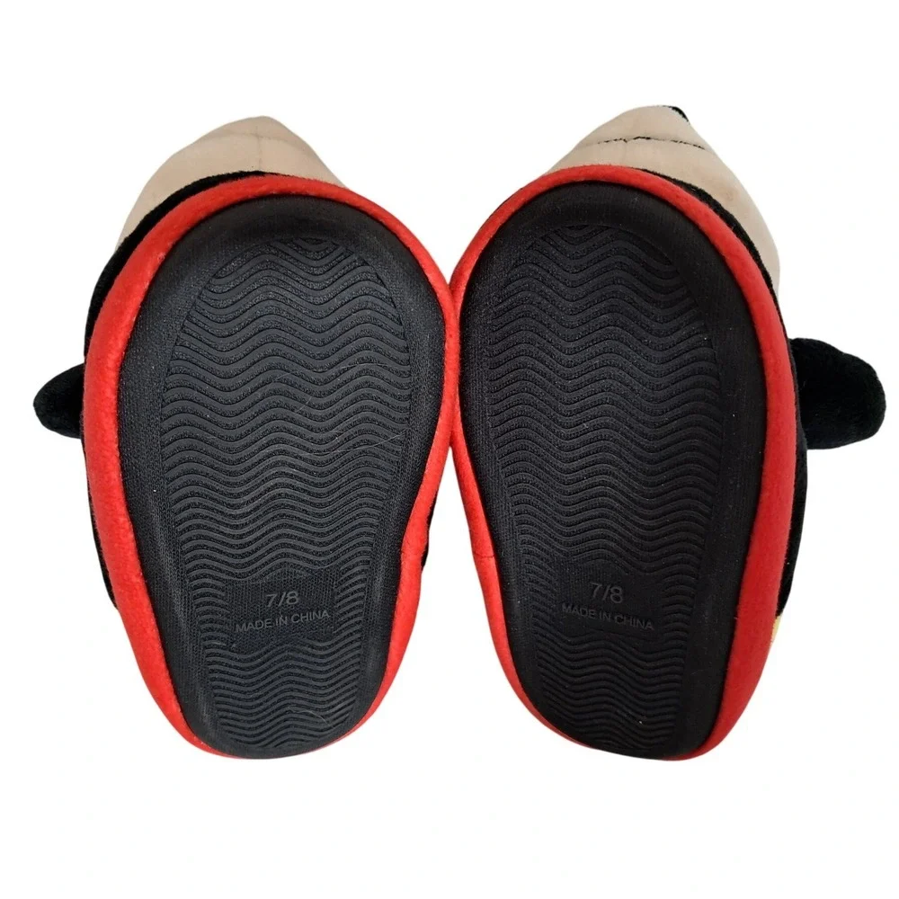 Disney Minnie Mouse Toddler Kids Slippers 7/8 Red Polka Dot Plush‎